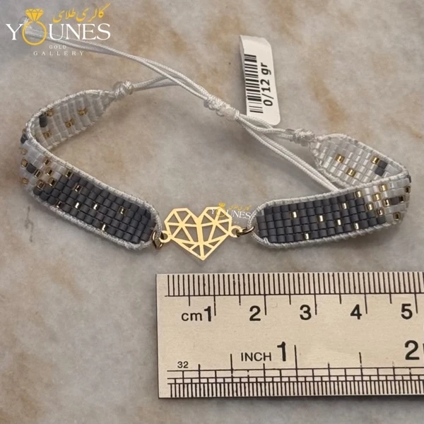 دستبند میوکی طوسی سفید قلب اوریگامی طلا